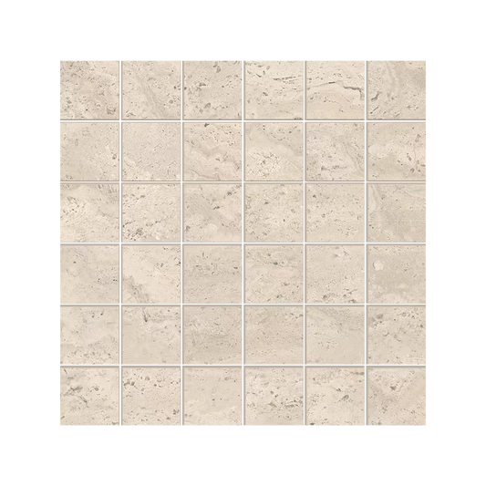 Dual Travertine 12x12" Travertine-Look Porcelain Mosaic (2" Squares)