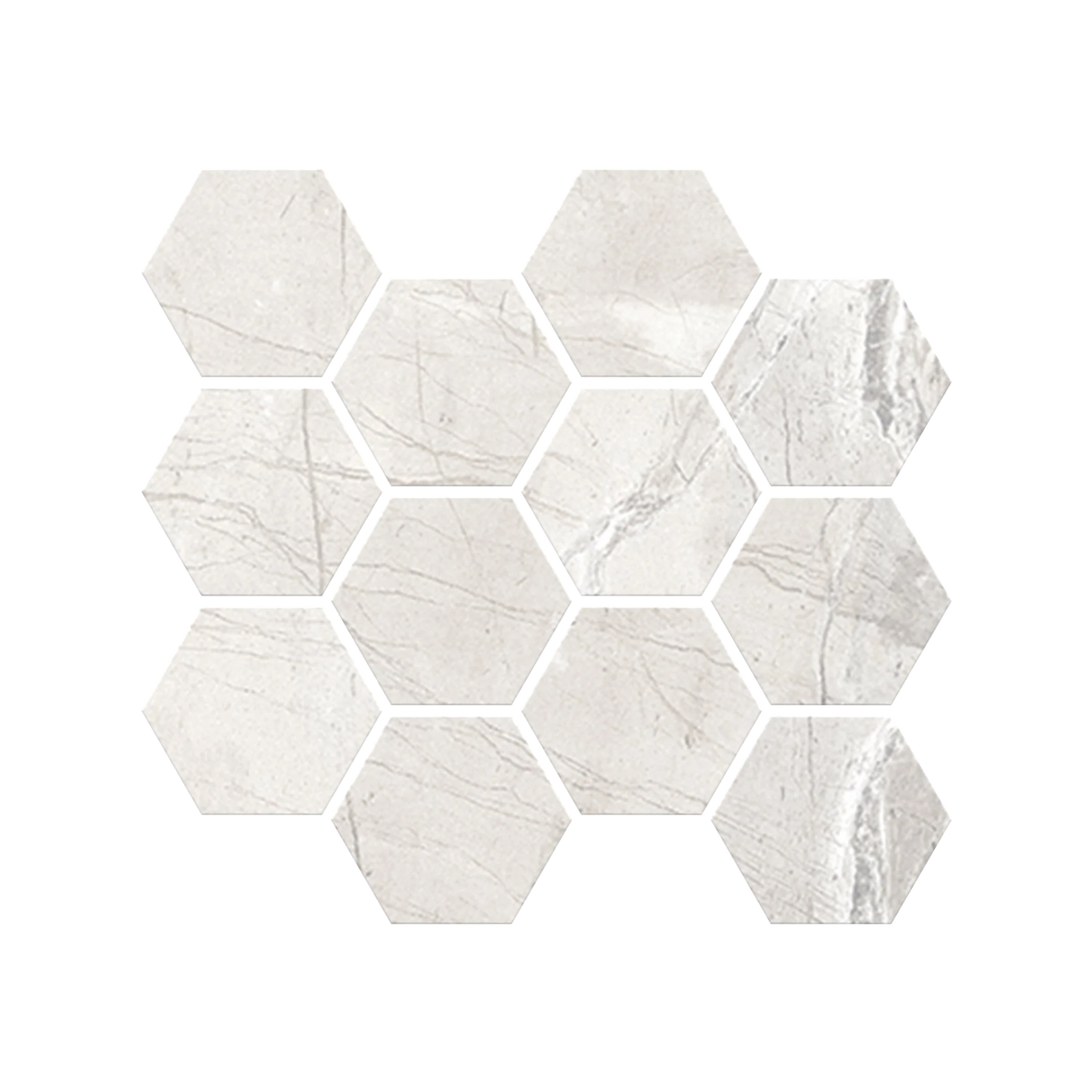 Antiparos - 9x11" 8mm 3" Matte Porcelain Hexagon Mesh Mosaic Tile Sheet