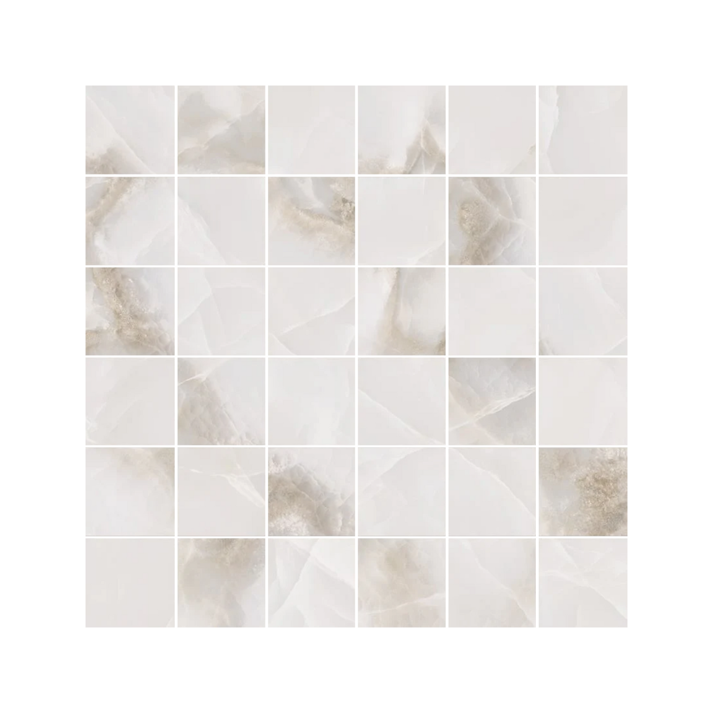 Onyx 12x12" - 8mm Porcelain Mesh Mosaic Tile Sheet w/ 2" Squares
