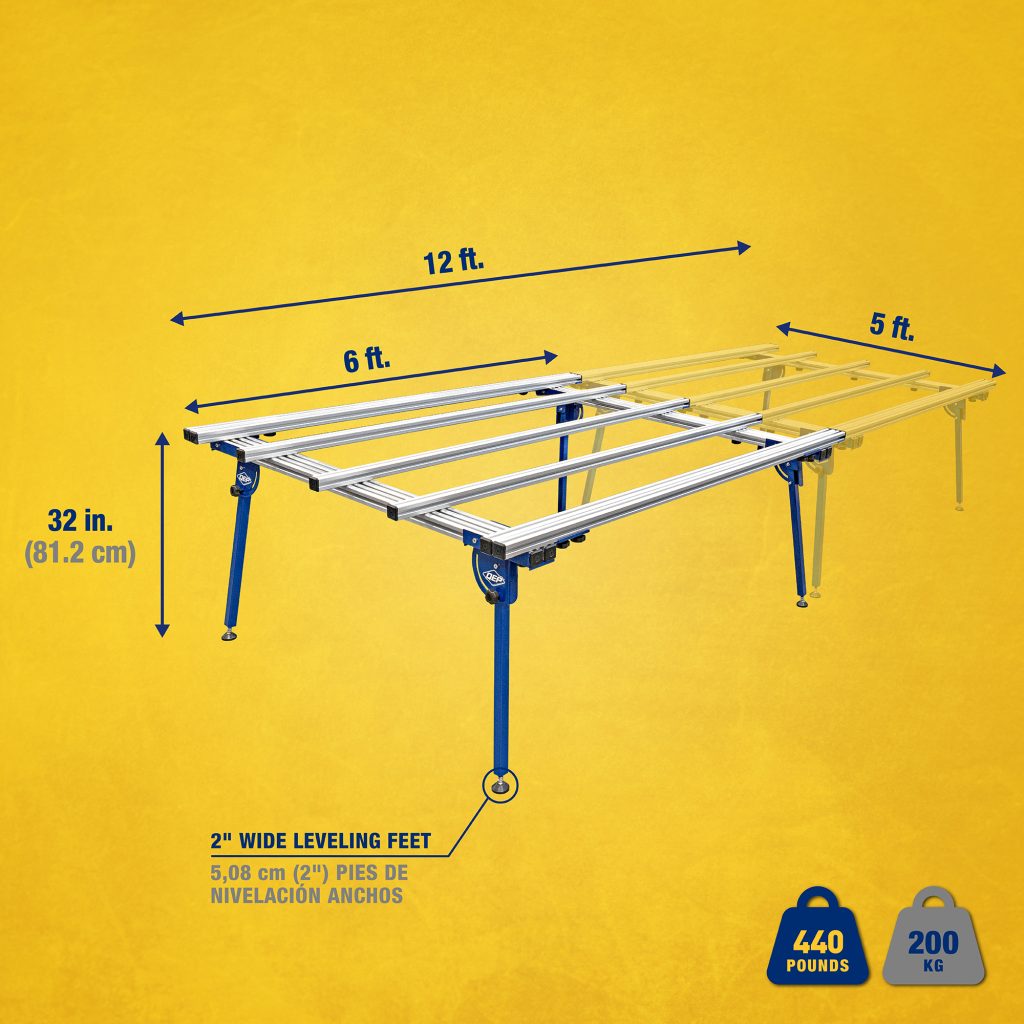 QEP - GPTP Folding Work Table (6'x5') - Expands to 6'x12' for Large Tile