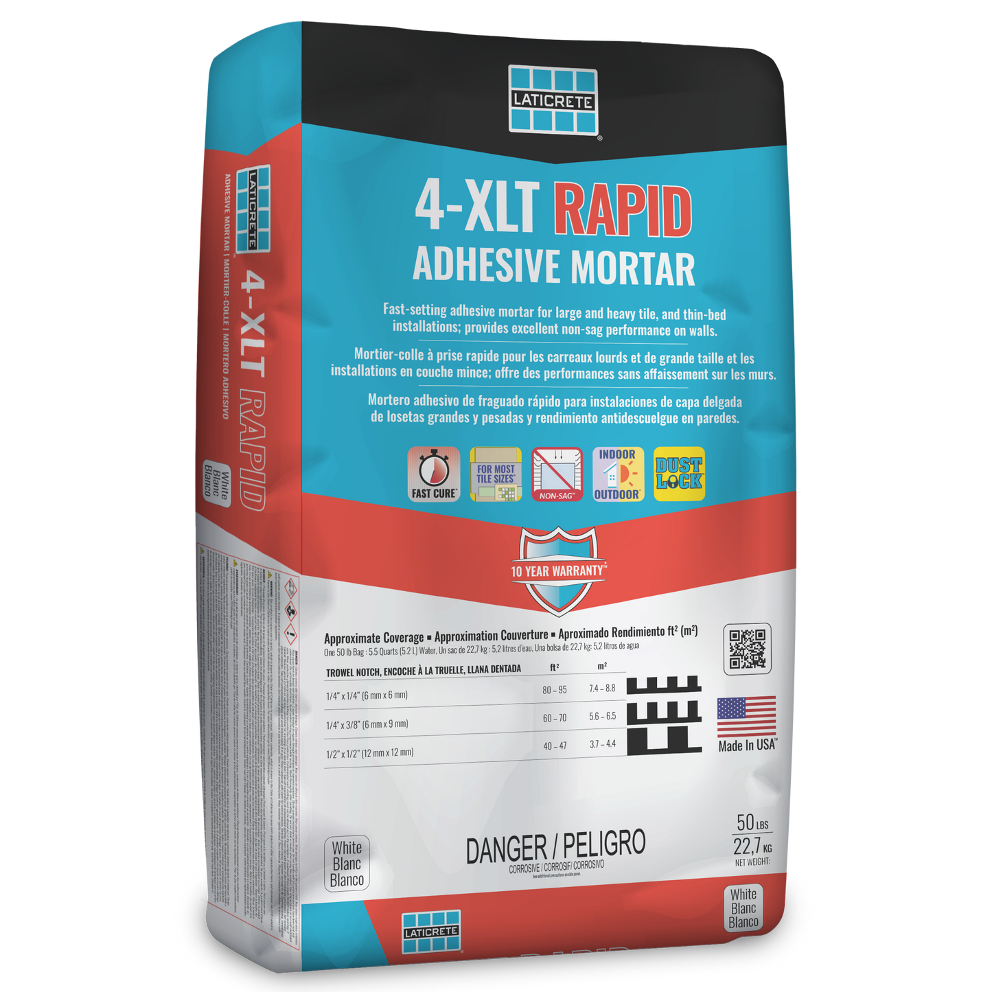 Laticrete - 4XLT Rapid Adhesive Mortar (50lbs) - For Large Heavy Tile