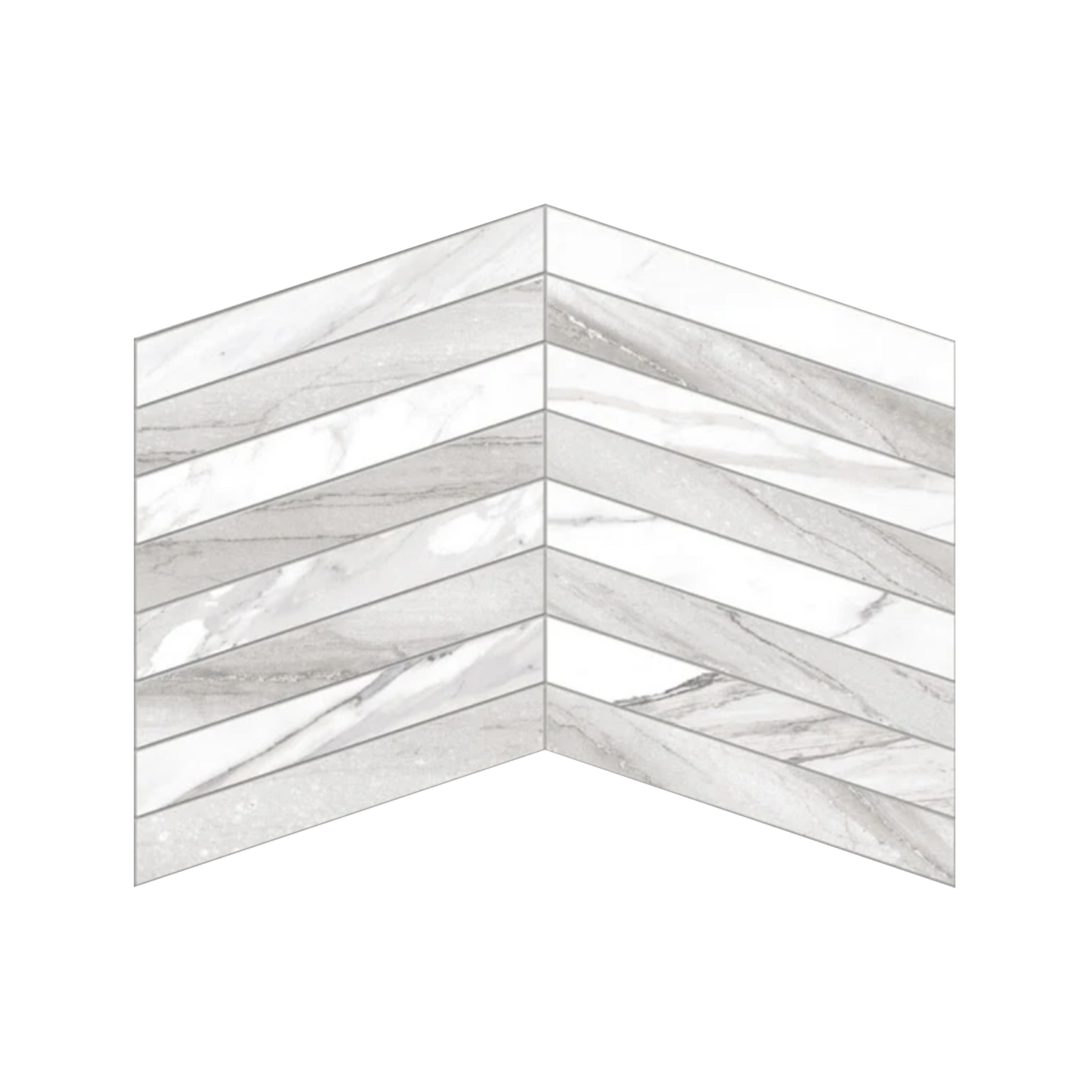 Shapes 10x14" - 8mm Matte Porcelain Chevron Mesh Mosaic Tile