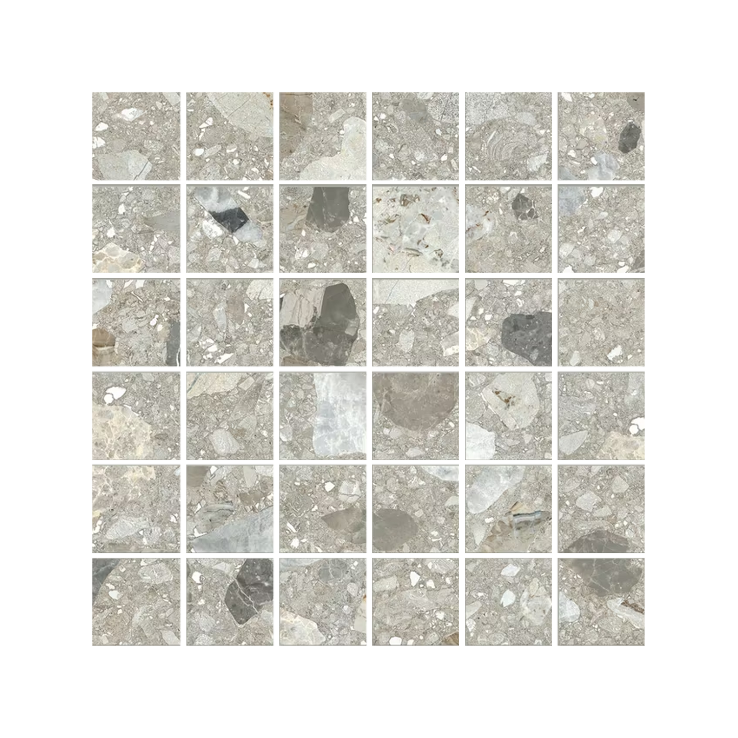 Lombarda 12x12" - Porcelain Terrazzo-Look Mosaic (2" Squares)