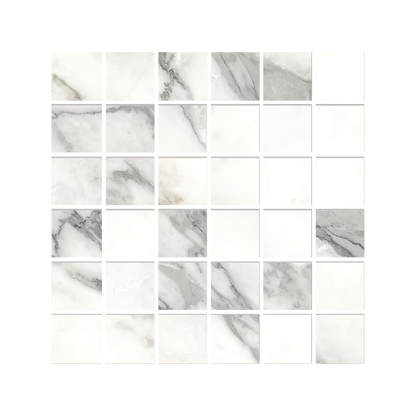Tele Di Marmo Selection 12x12" Mosaico Marble-Look Porcelain Mosaic (2" Squares)