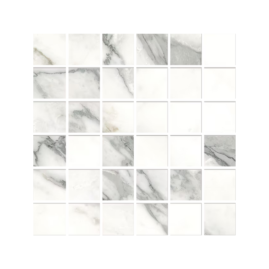 Tele Di Marmo Selection 12x12" Mosaico Marble-Look Porcelain Mosaic (2" Squares)