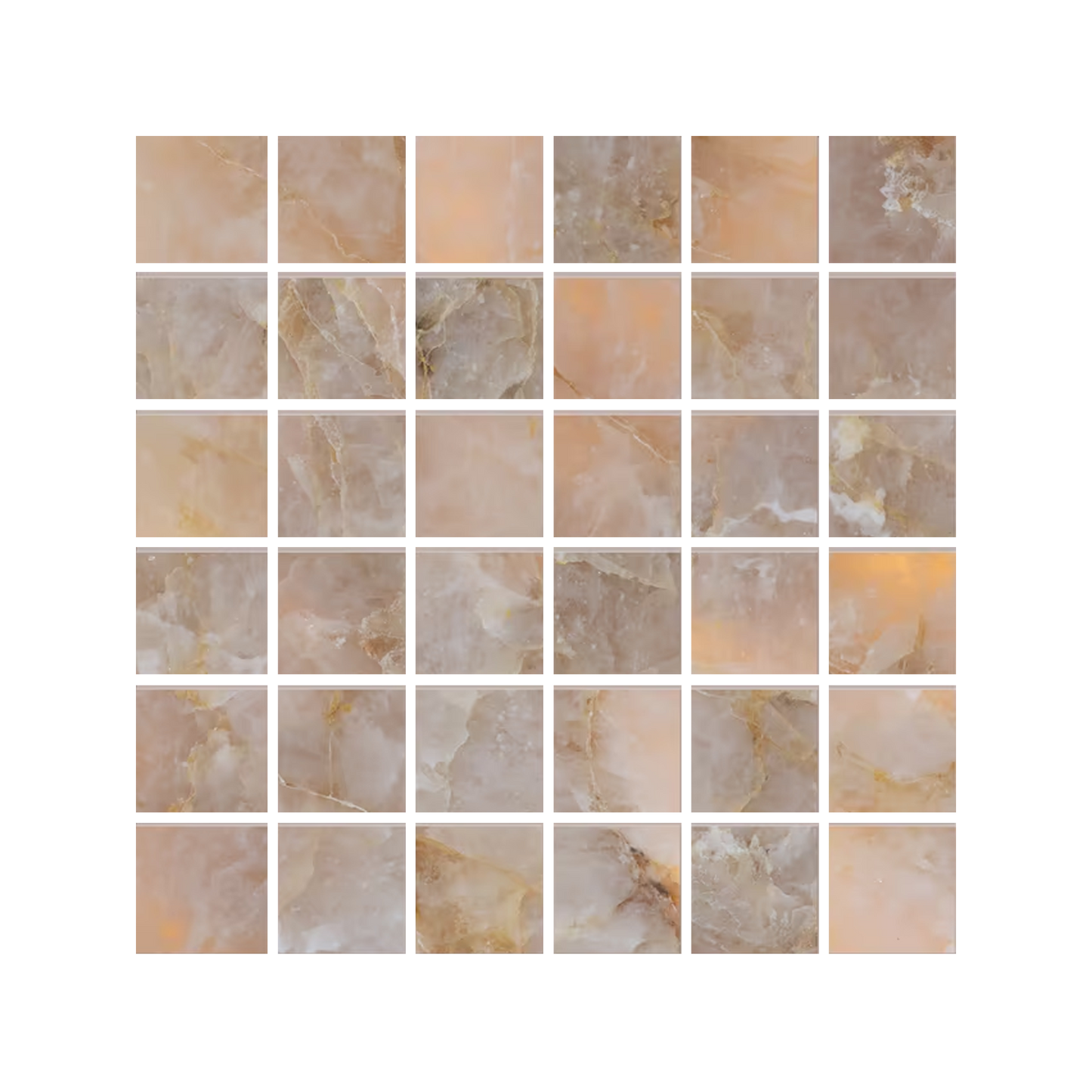 Tele Di Marmo Lumia 12x12" Mosaico Marble-Look Porcelain Mosaic (2" Squares)