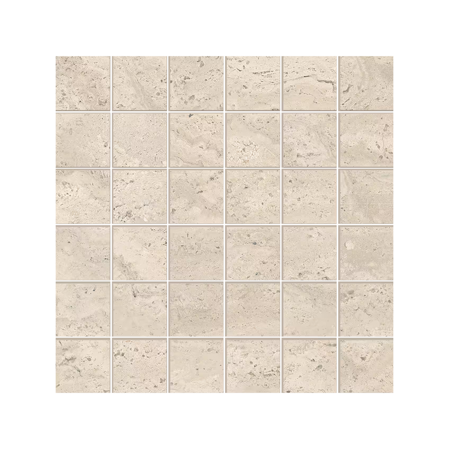Dual Travertine 12x12" Travertine-Look Porcelain Mosaic (2" Squares)