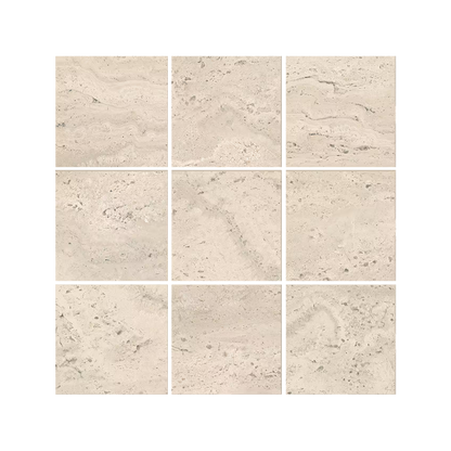 Dual Travertine 12x12" Aperto Travertine-Look Porcelain Mosaic (4" Squares)