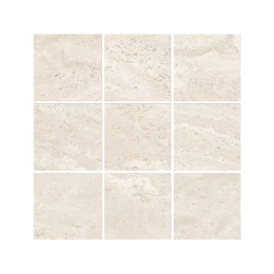 Dual Travertine 12x12" Aperto Travertine-Look Porcelain Mosaic (4" Squares)