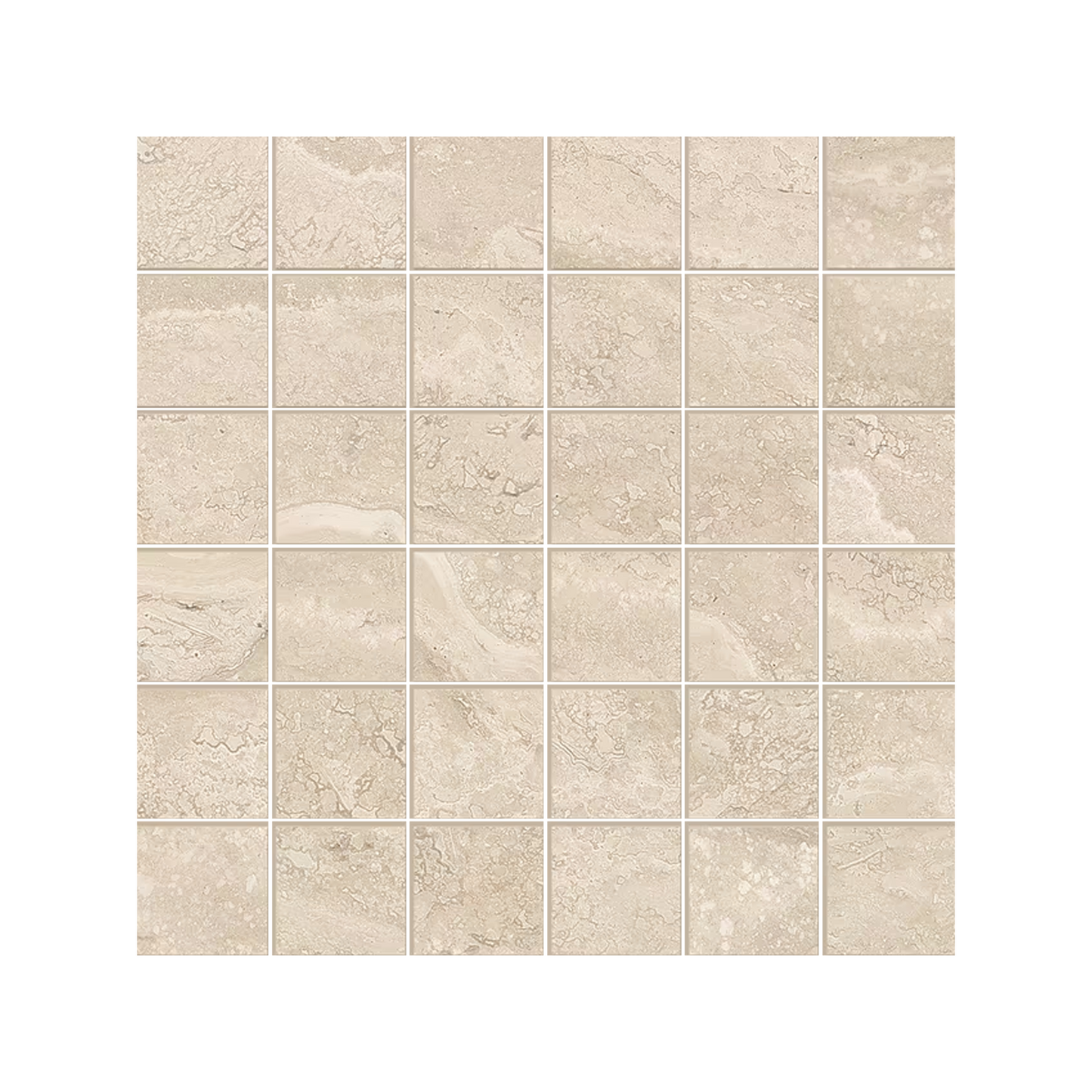 Dual Travertine 12x12" Travertine-Look Porcelain Mosaic (2" Squares)