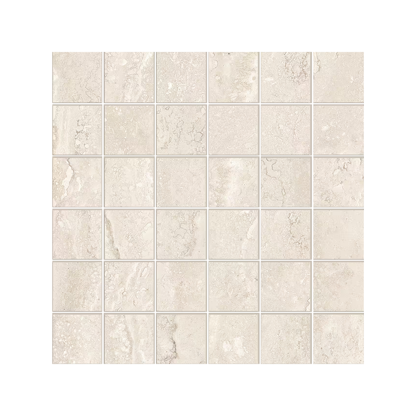 Dual Travertine 12x12" Travertine-Look Porcelain Mosaic (2" Squares)