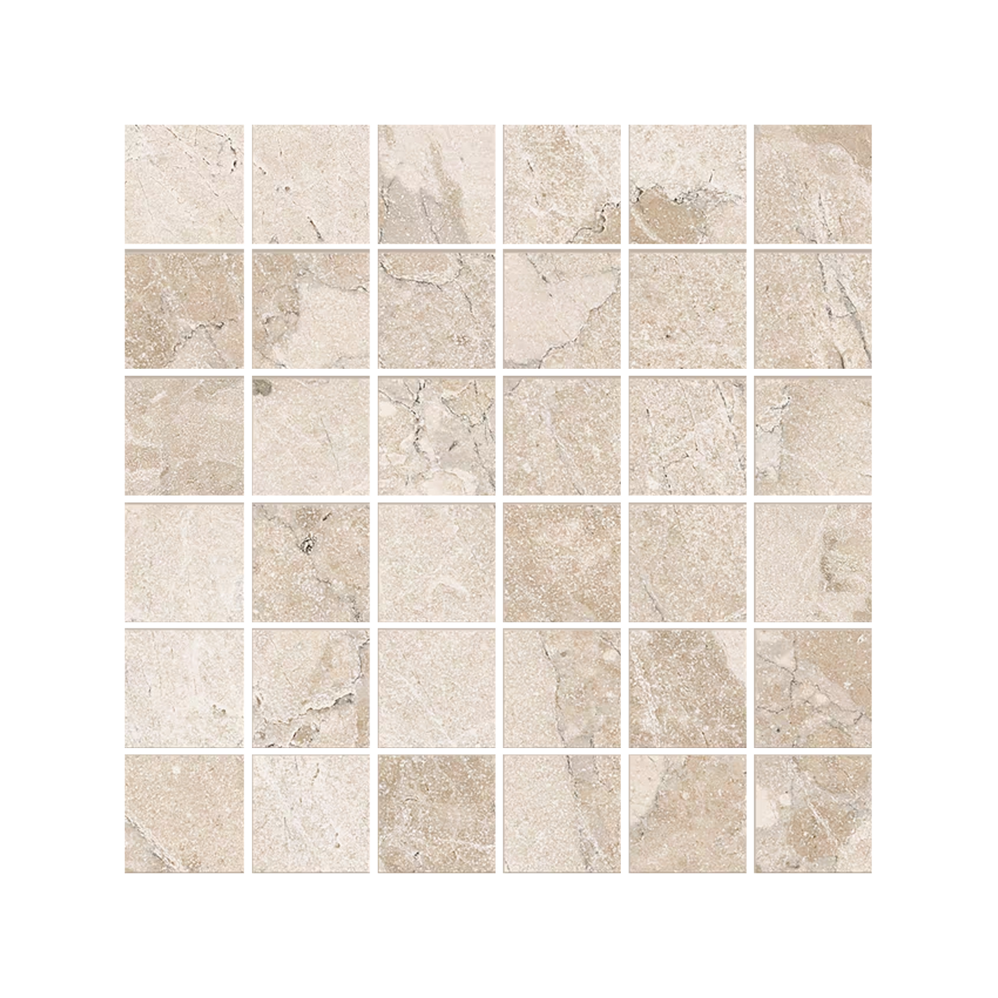 Matera Stone 12x12" - Stone-Look Porcelain Mosaic (2" Squares)