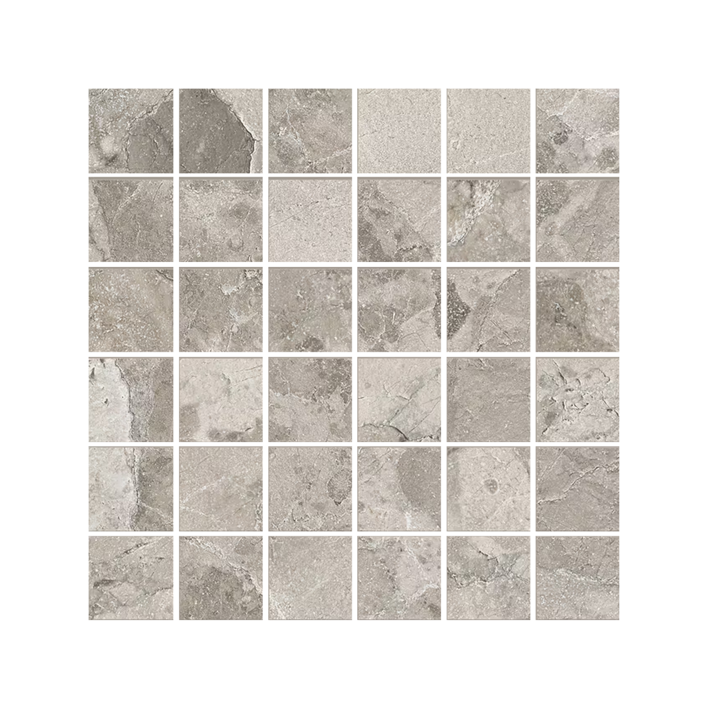Matera Stone 12x12" - Stone-Look Porcelain Mosaic (2" Squares)