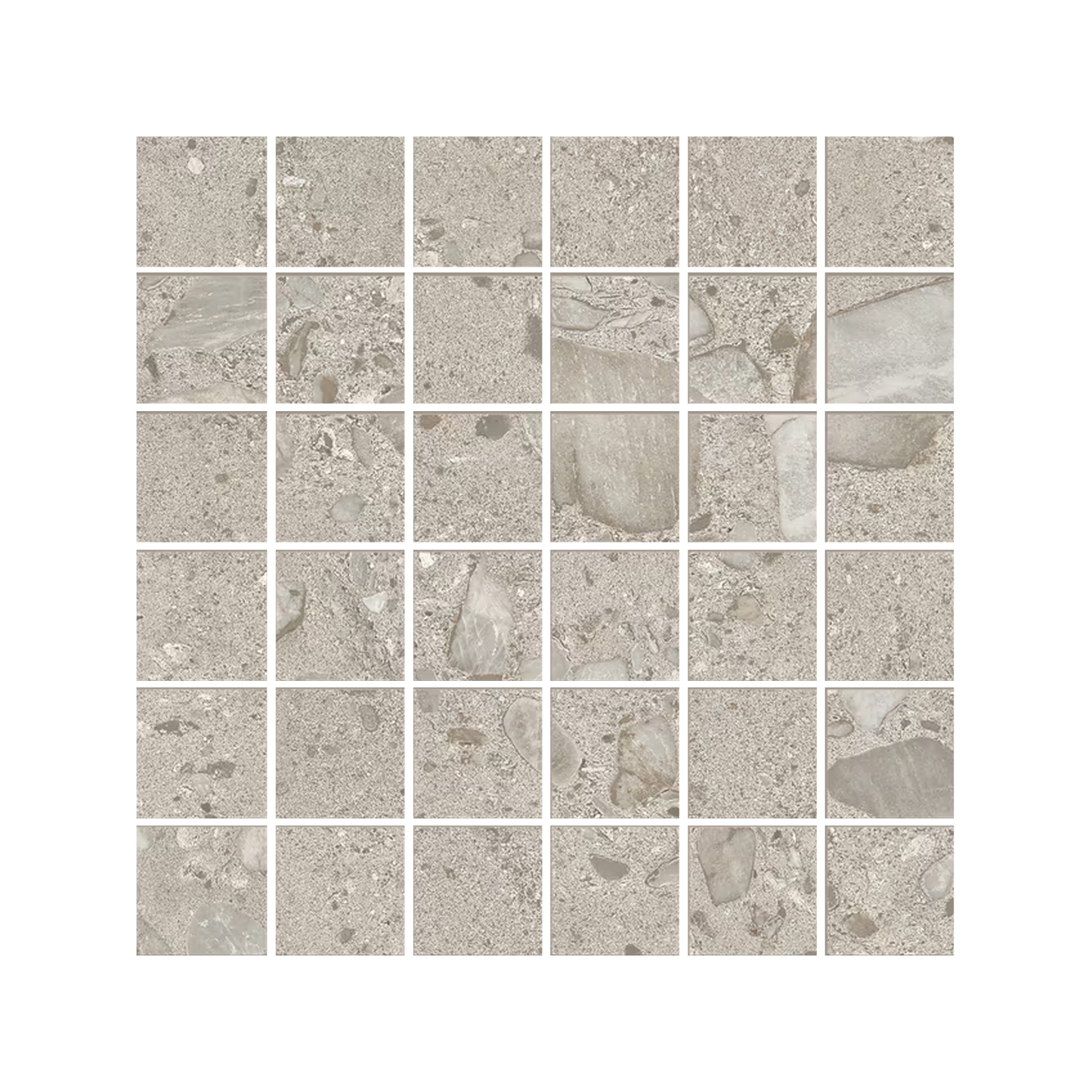 GemmaStone 12x12" - Stone-Look Ceramic Mosaic (2" Squares)