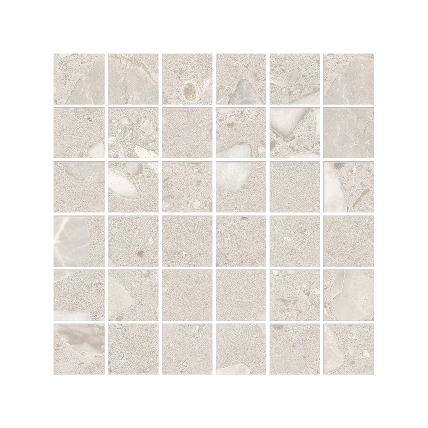 GemmaStone 12x12" - Stone-Look Ceramic Mosaic (2" Squares)