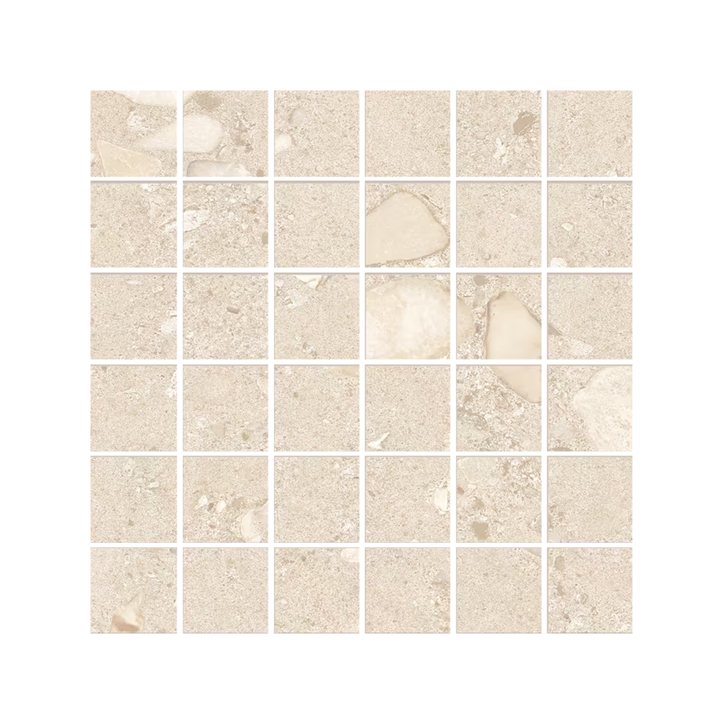 GemmaStone 12x12" - Stone-Look Ceramic Mosaic (2" Squares)
