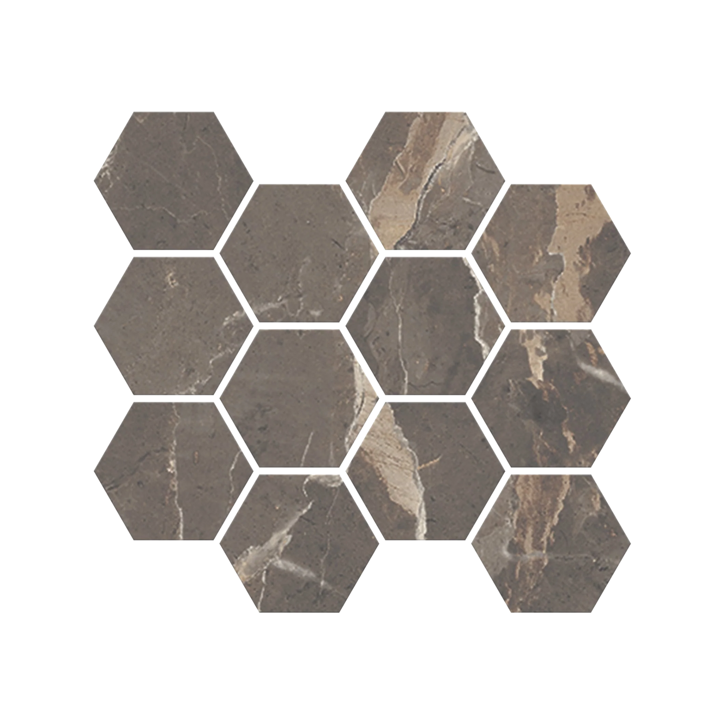 Antiparos - 9x11" 8mm 3" Matte Porcelain Hexagon Mesh Mosaic Tile Sheet