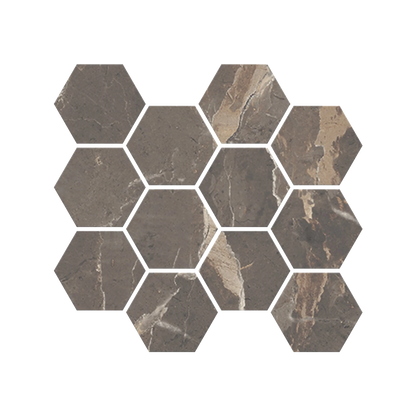 Antiparos - 9x11" 8mm 3" Matte Porcelain Hexagon Mesh Mosaic Tile Sheet