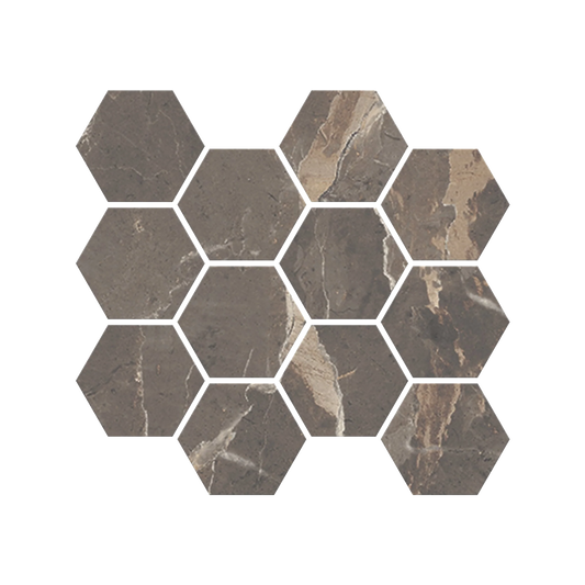 Antiparos - 9x11" 8mm 3" Matte Porcelain Hexagon Mesh Mosaic Tile Sheet