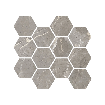 Antiparos - 9x11" 8mm 3" Matte Porcelain Hexagon Mesh Mosaic Tile Sheet