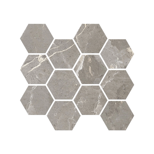 Antiparos - 9x11" 8mm 3" Matte Porcelain Hexagon Mesh Mosaic Tile Sheet