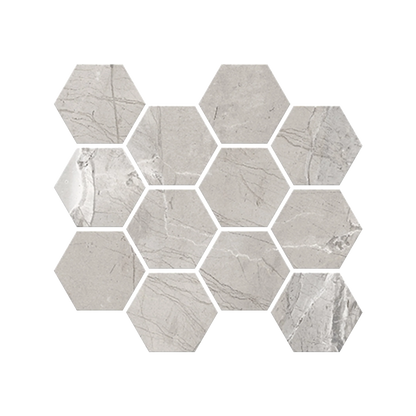 Antiparos - 9x11" 8mm 3" Matte Porcelain Hexagon Mesh Mosaic Tile Sheet