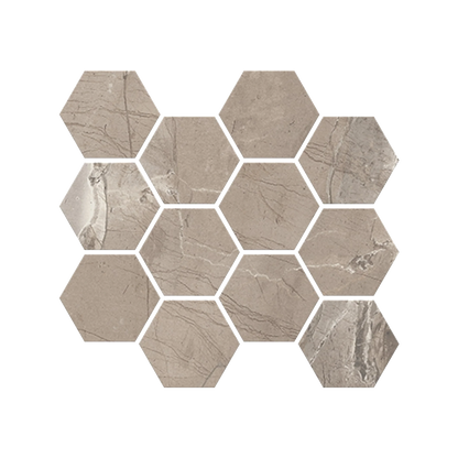 Antiparos - 9x11" 8mm 3" Matte Porcelain Hexagon Mesh Mosaic Tile Sheet