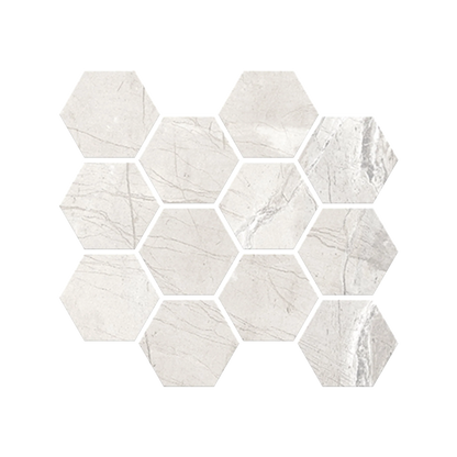 Antiparos - 9x11" 8mm 3" Matte Porcelain Hexagon Mesh Mosaic Tile Sheet