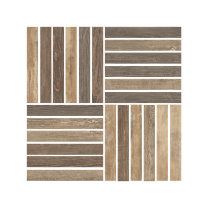 Aegina - 12x12" 8mm Matte Porcelain Mesh Strips Mosaic Tile Sheet