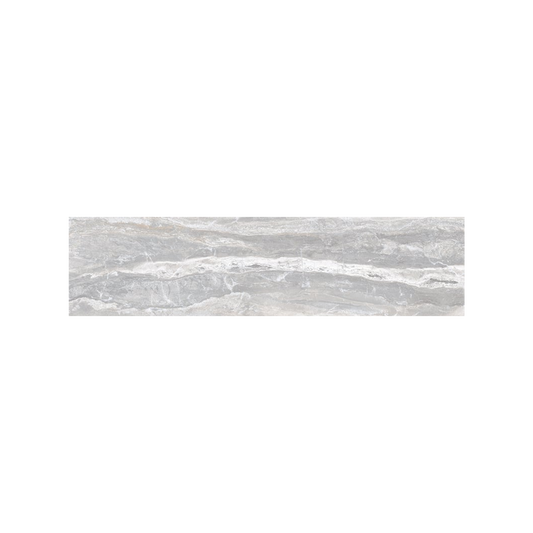 Serifos 3x12" - 8mm Polished Porcelain Bullnose Tile in Stone-Look Style
