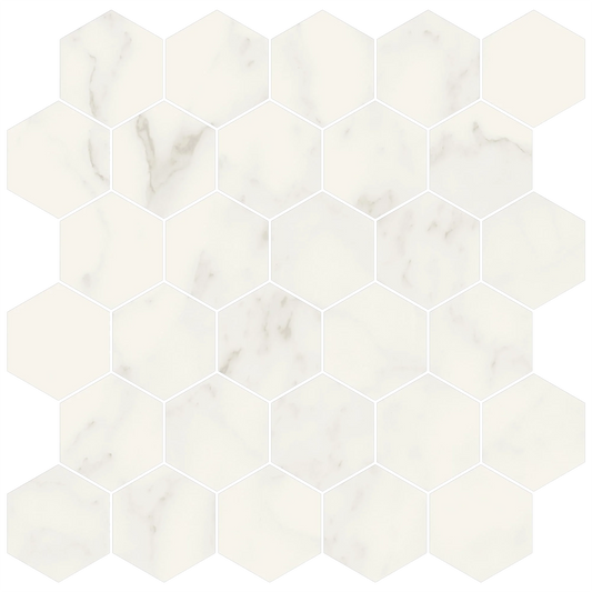 Mykonos 12"x12" Hexagon Mosaic Sheet - 8mm Porcelain Tile