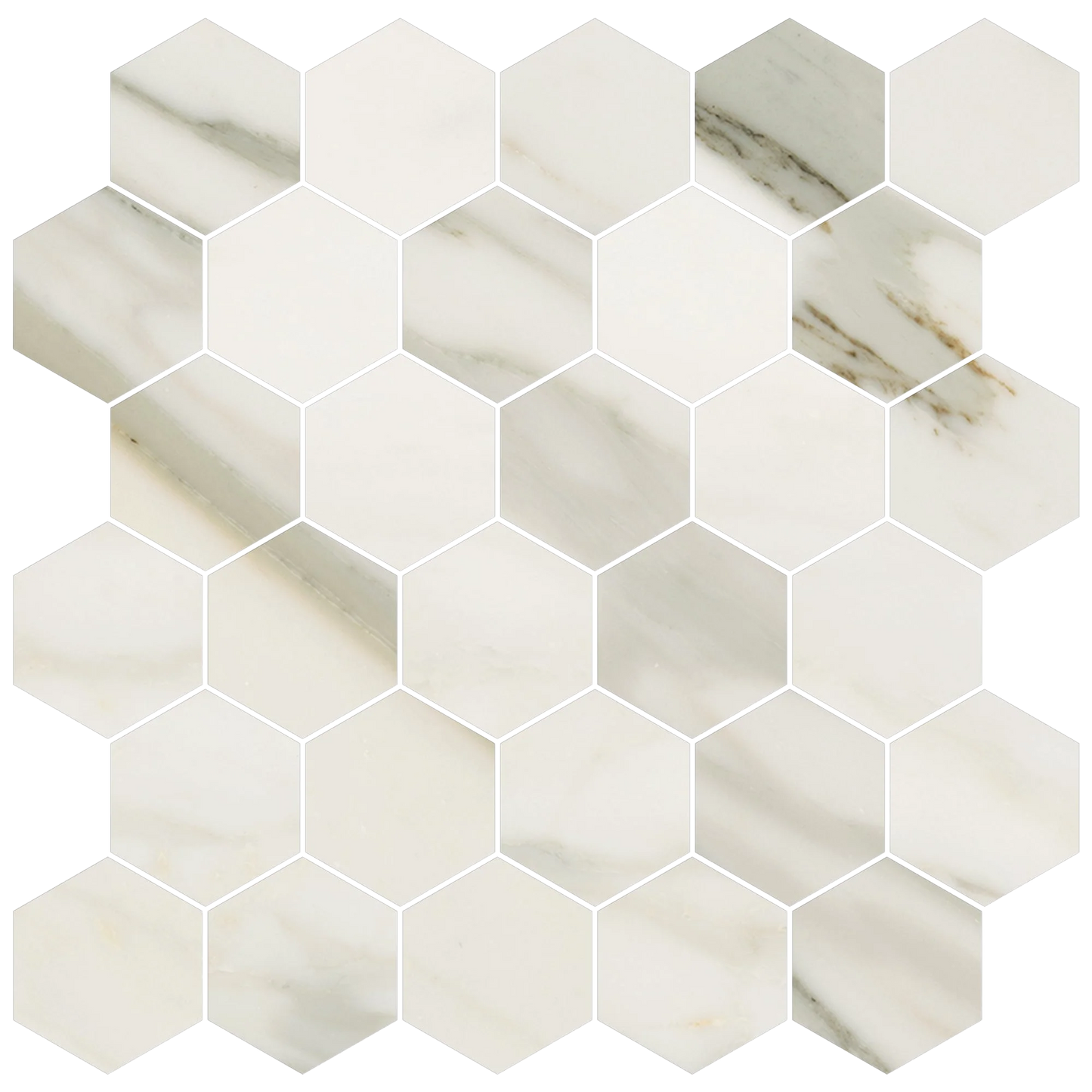 Mykonos 12"x12" Hexagon Mosaic Sheet - 8mm Porcelain Tile