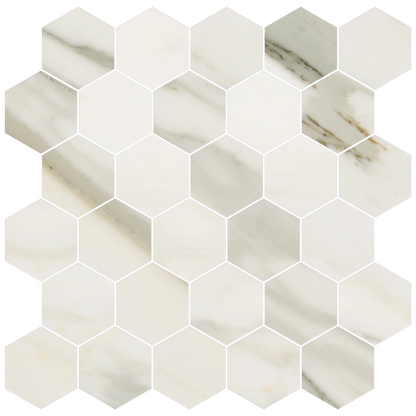Mykonos 12"x12" Hexagon Mosaic Sheet - 8mm Porcelain Tile