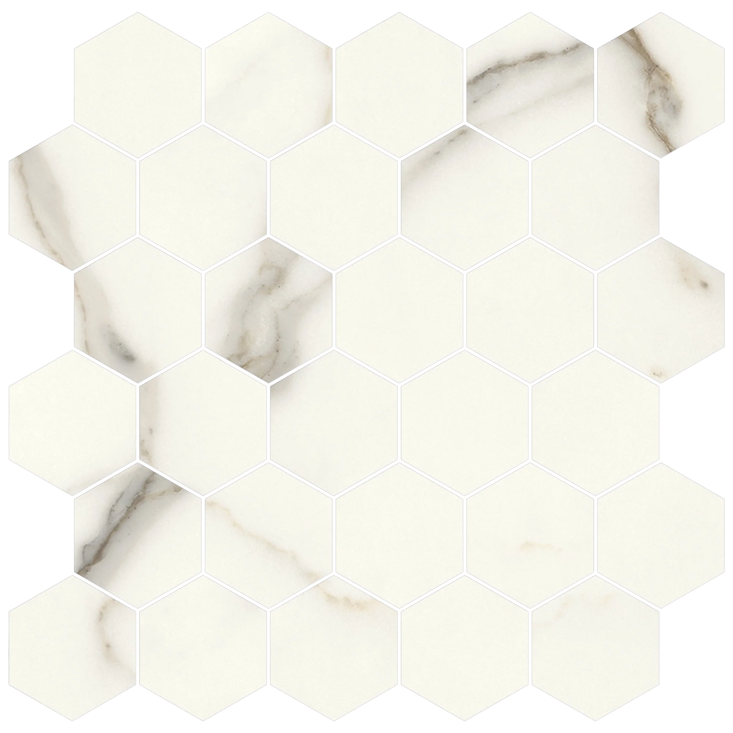 Mykonos 12"x12" Hexagon Mosaic Sheet - 8mm Porcelain Tile
