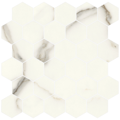 Mykonos 12"x12" Hexagon Mosaic Sheet - 8mm Porcelain Tile