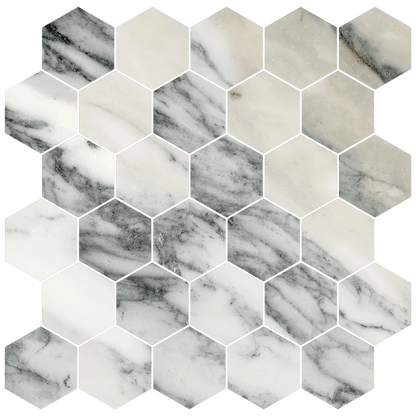 Mykonos 12"x12" Hexagon Mosaic Sheet - 8mm Porcelain Tile