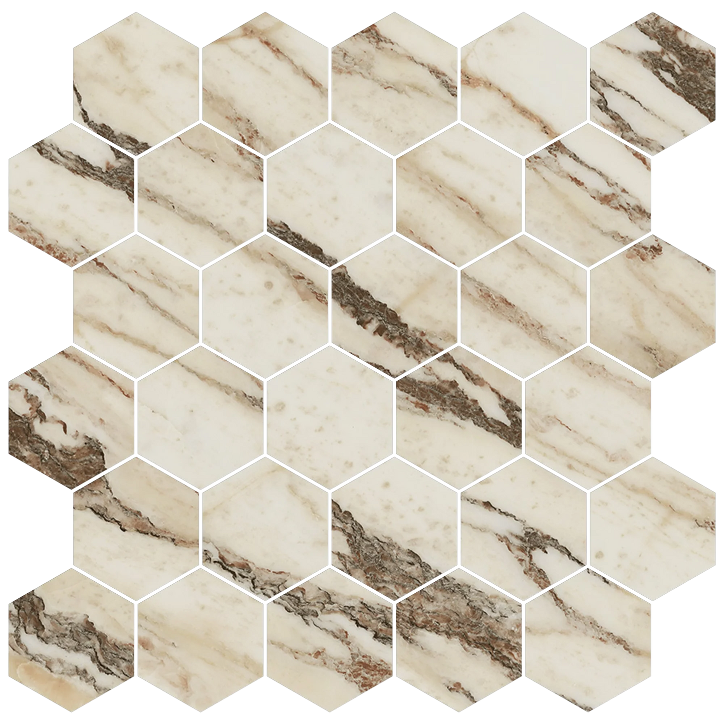 Mykonos 12"x12" Hexagon Mosaic Sheet - 8mm Porcelain Tile