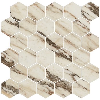 Mykonos 12"x12" Hexagon Mosaic Sheet - 8mm Porcelain Tile