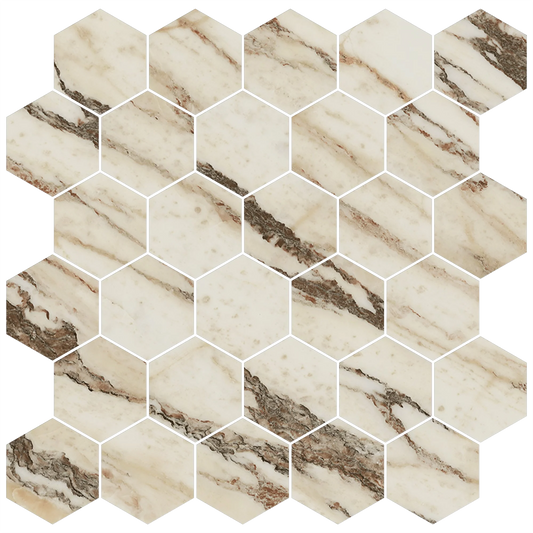 Mykonos 12"x12" Hexagon Mosaic Sheet - 8mm Porcelain Tile