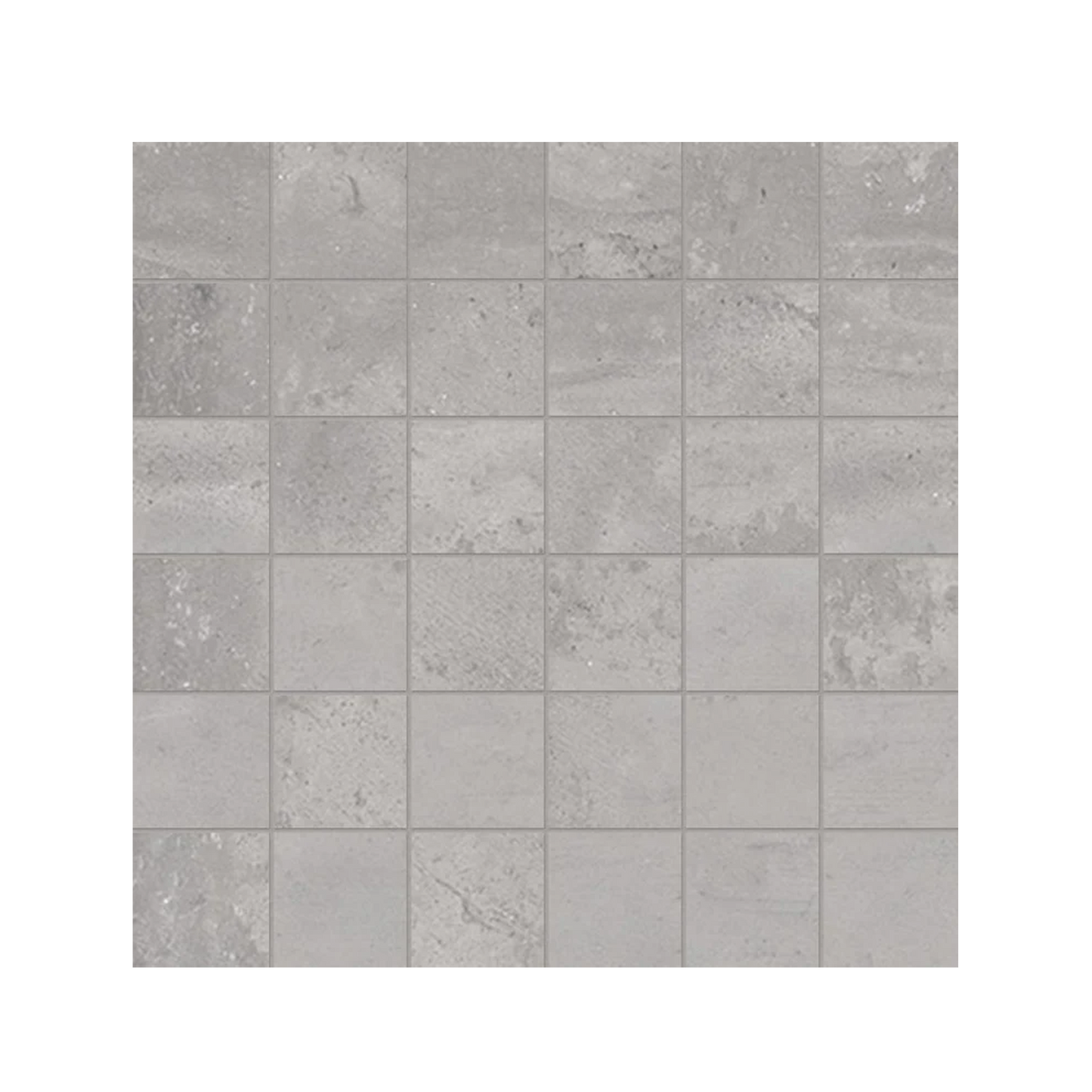 +One 12x12 - 8mm Porcelain Mesh Mosaic Tile in Cement-Look (2" Squares)