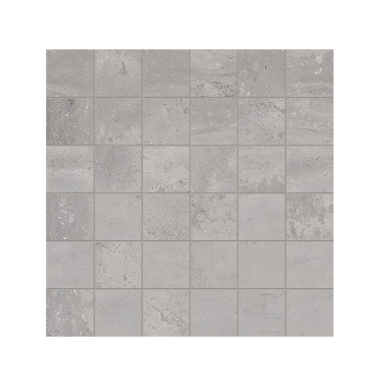 +One 12x12 - 8mm Porcelain Mesh Mosaic Tile in Cement-Look (2" Squares)