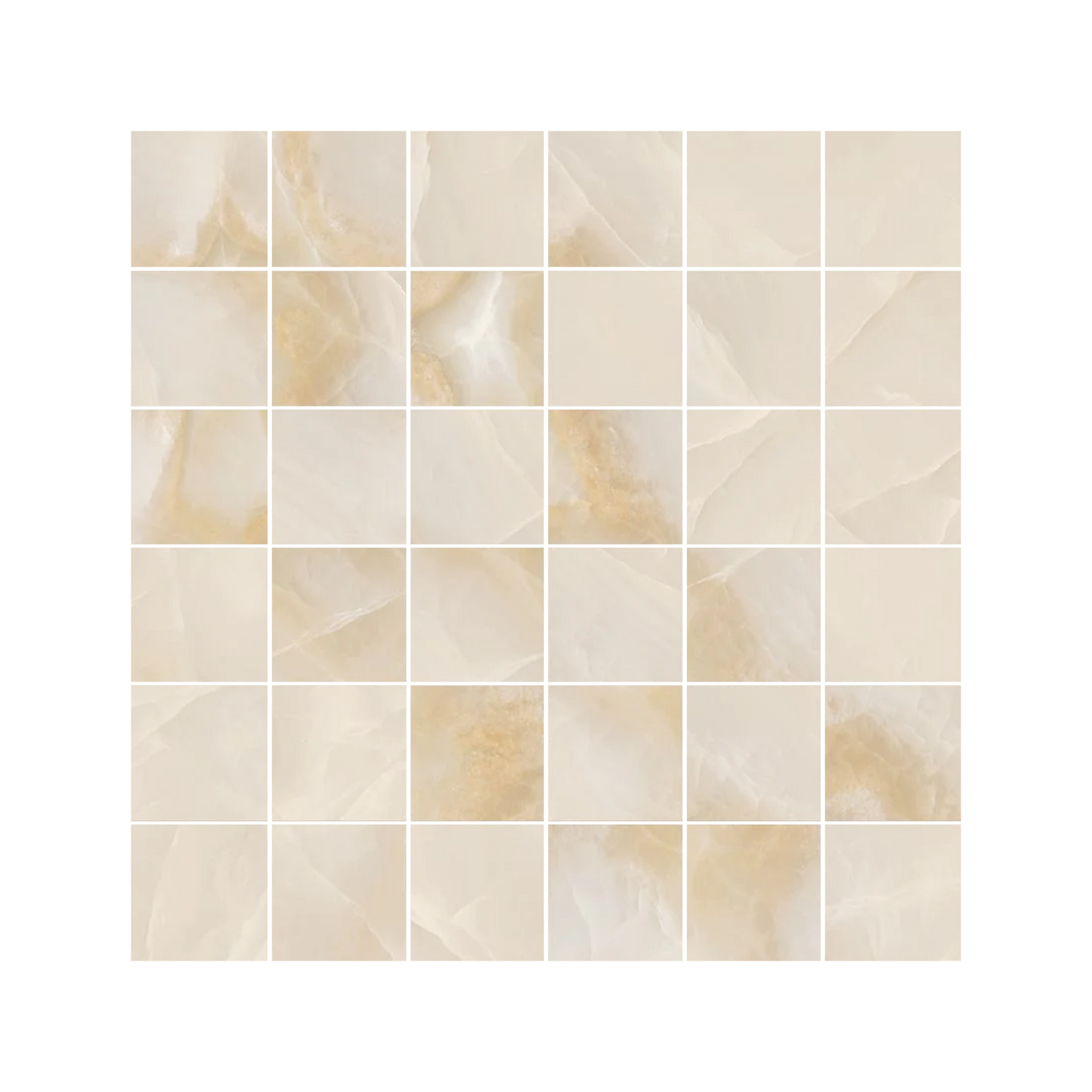 Onyx 12x12" - 8mm Porcelain Mesh Mosaic Tile Sheet w/ 2" Squares