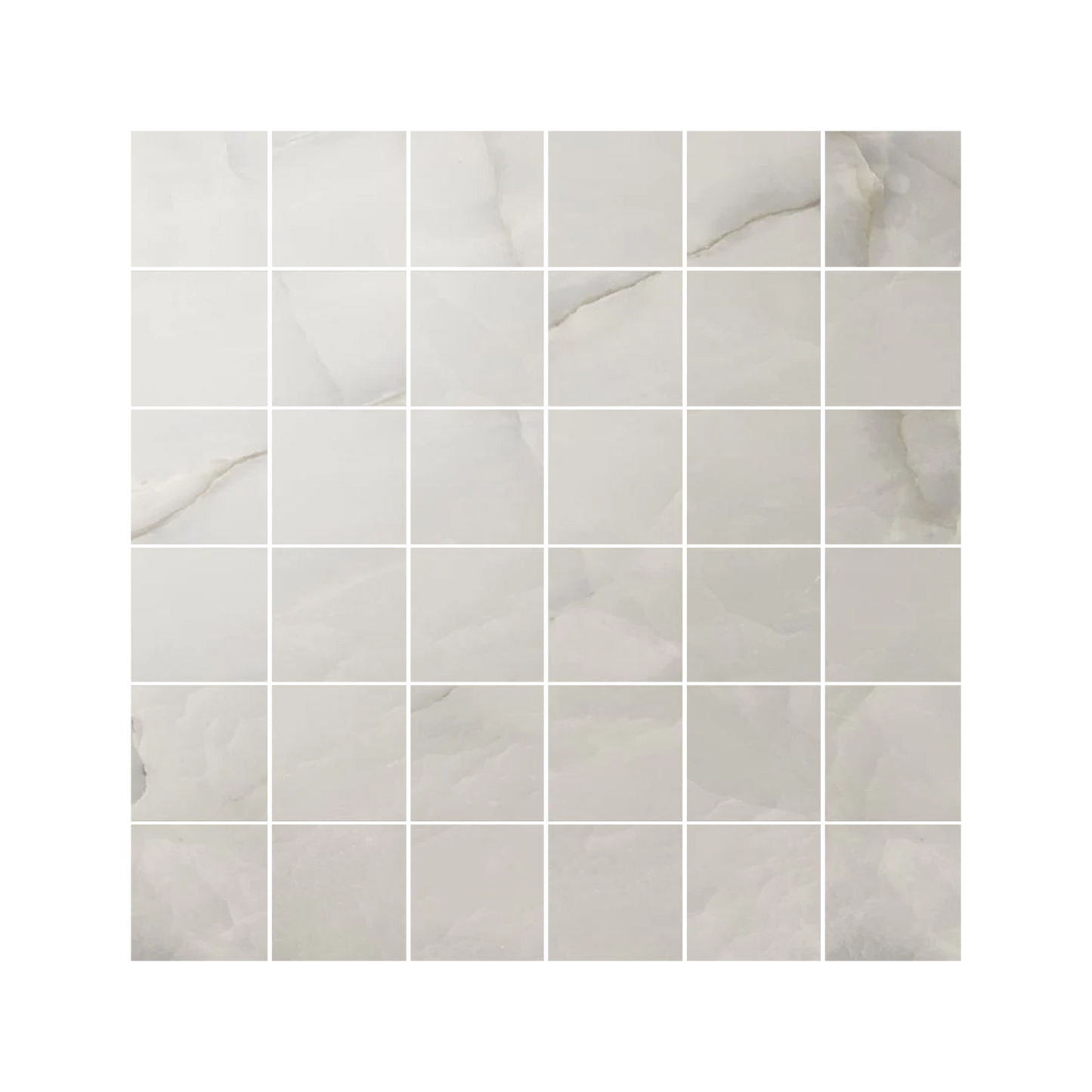 Onyx 12x12" - 8mm Porcelain Mesh Mosaic Tile Sheet w/ 2" Squares