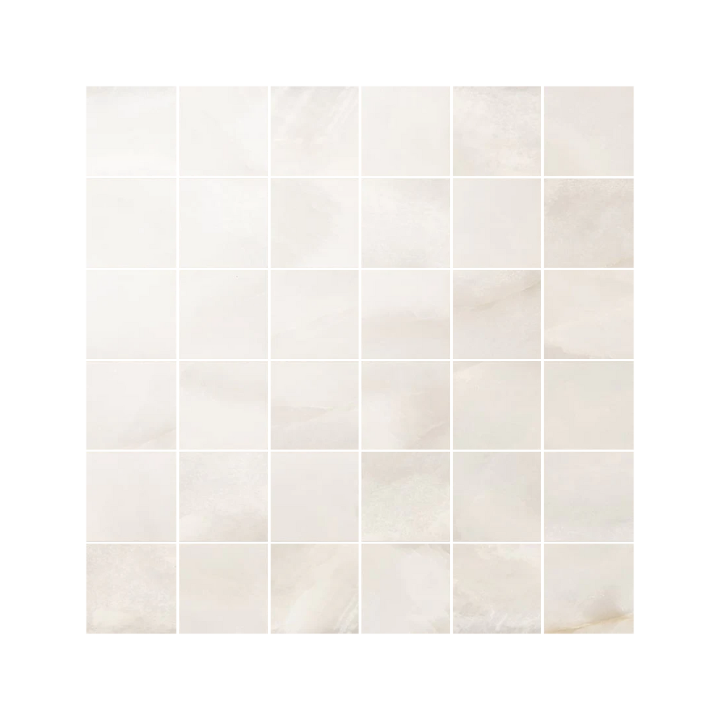 Onyx 12x12" - 8mm Porcelain Mesh Mosaic Tile Sheet w/ 2" Squares