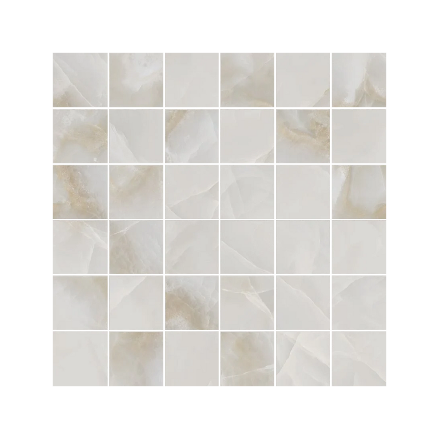 Onyx 12x12" - 8mm Porcelain Mesh Mosaic Tile Sheet w/ 2" Squares