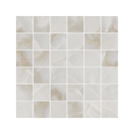 Onyx 12x12" - 8mm Porcelain Mesh Mosaic Tile Sheet w/ 2" Squares