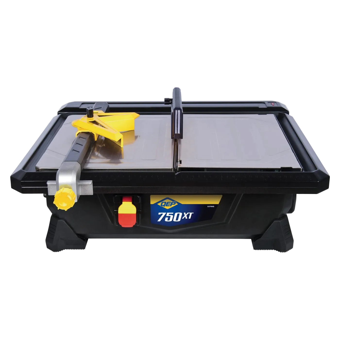 A black QEP 7 inch wet tile saw with QEP logo on transparent background.