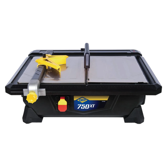 A black QEP 7 inch wet tile saw with QEP logo on transparent background.