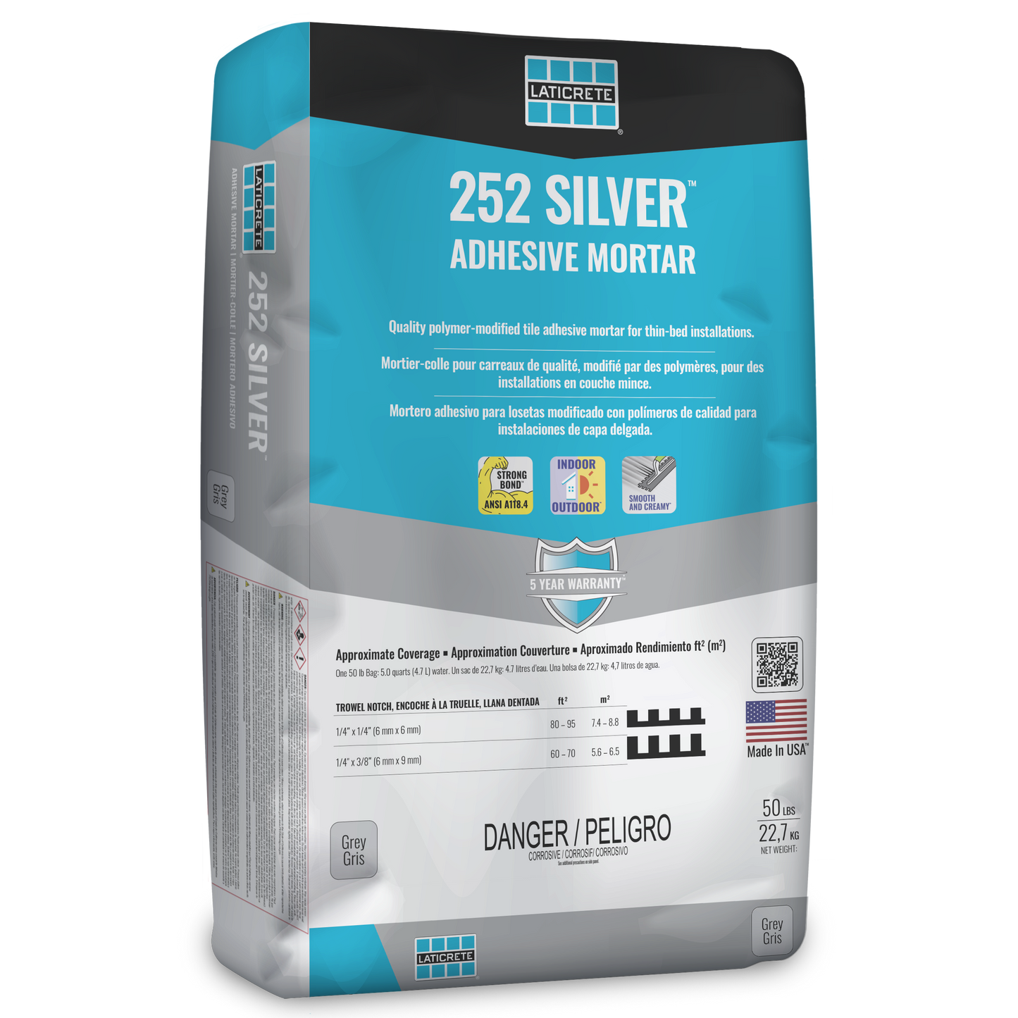 Laticrete - 252 Silver - Polymer Modified Tile Adhesive (50lbs)
