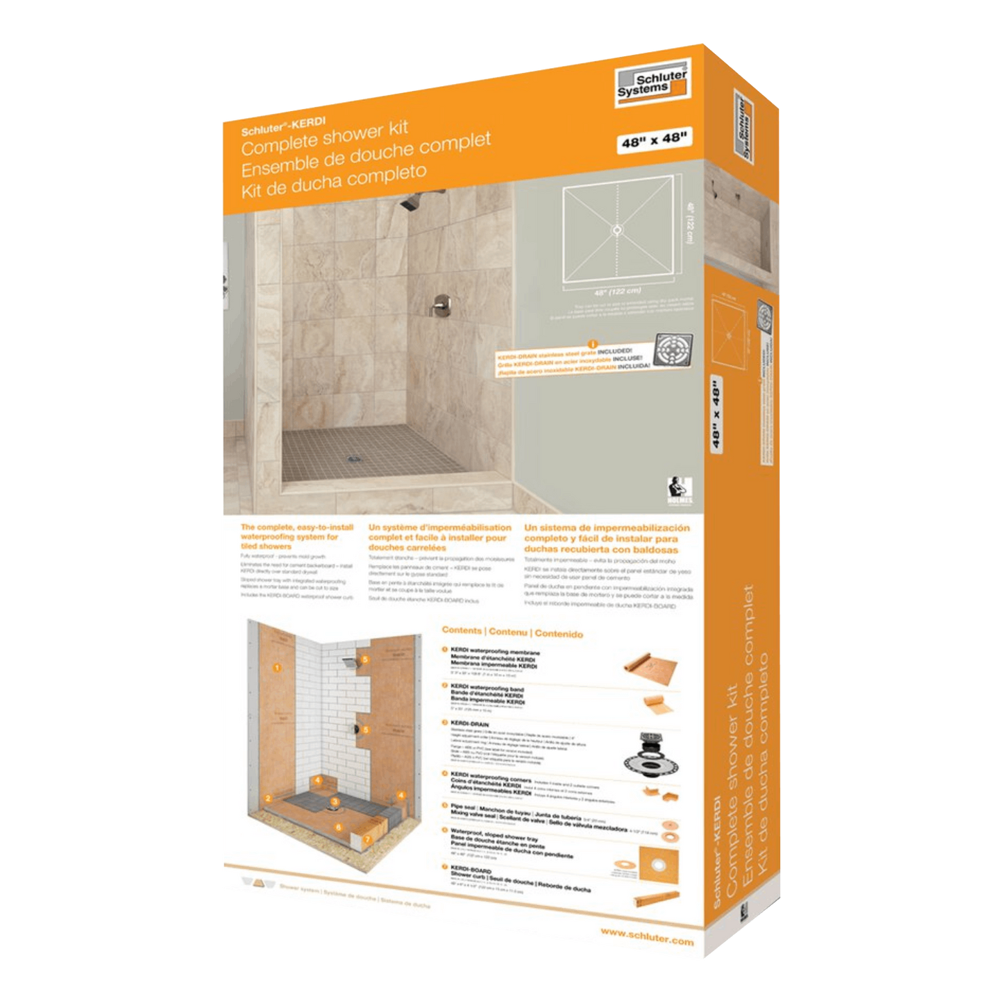 Schluter KERDI-SHOWER-KIT-FLG Complete Waterproof Shower Kit